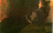 Gustav Klimt kvinna framfor brasan oil